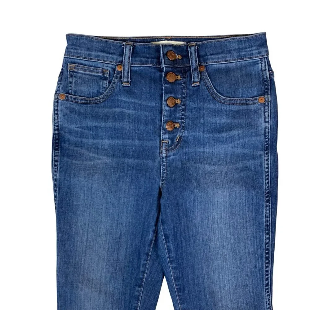 Madewell 10 Inch High Rise Skinny Jeans Button‎ Fly Stretch Denim 25